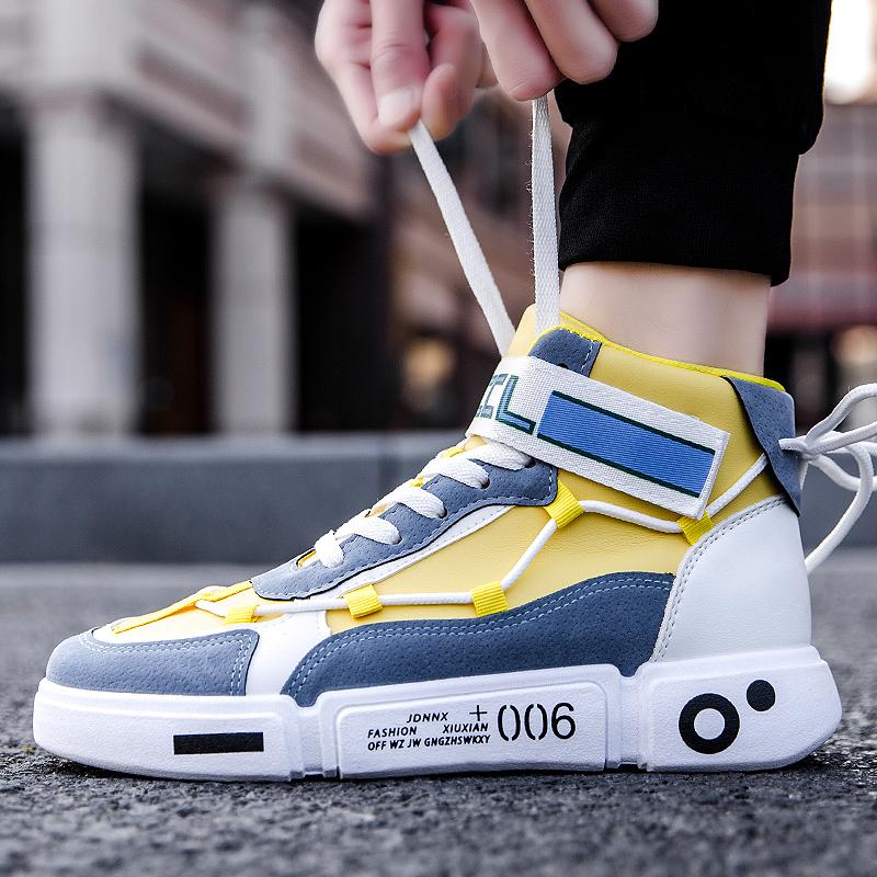 Herren-Sneakers Neu im Sortiment High Top Laufschuhe Runde Zehenpartie Plateauschuhe Lässige Mode für Männer Sneakers Atmungsaktive Mode Schnürschuhe