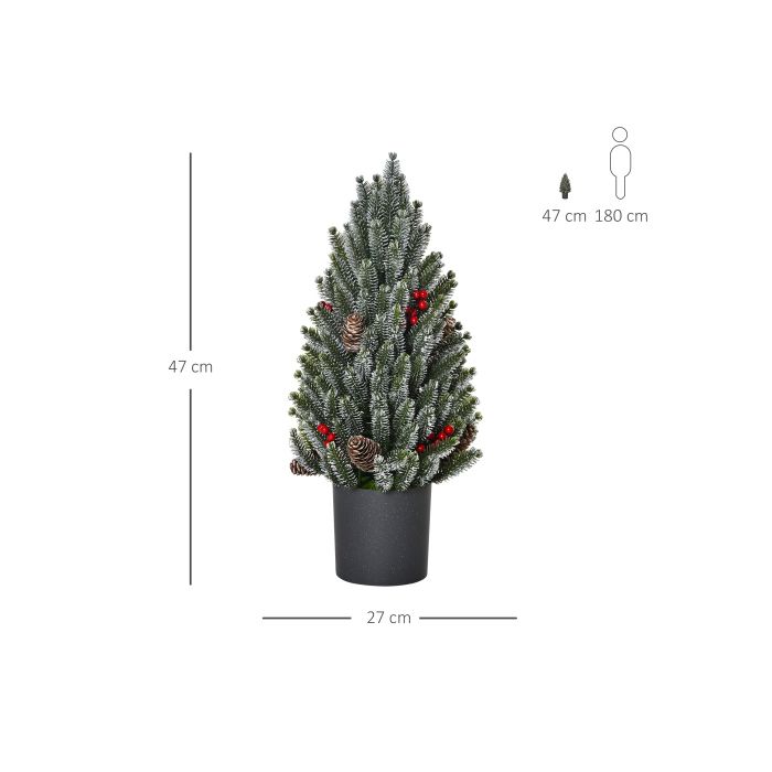 HOMCOM Sapin de Noël artificiel Sapin de Noël de table 170 branches Motif neige Matériau PE PVC Ø27 x 47 cm