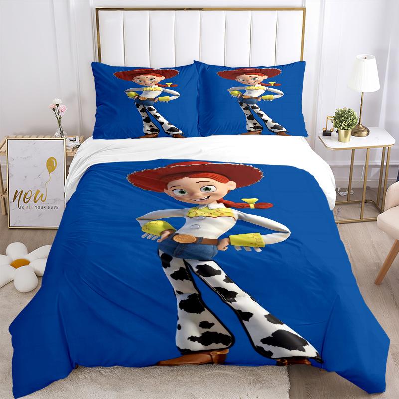 3pcs Toy Story Jessie Cowgirl Pattern Bedding Set, 1* Cover + 2*Pillowcases, Printed Bedding Set, Soft and Comfortable, Suitable for Bedroom D085