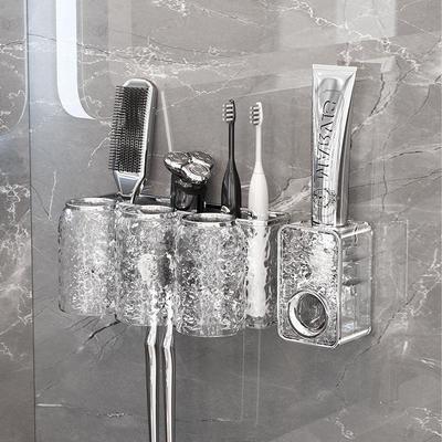 Premium Wall-Mounted Toothpaste Dispenser with Water Ripple Design – No-Punch Universal Holder & Squeezer