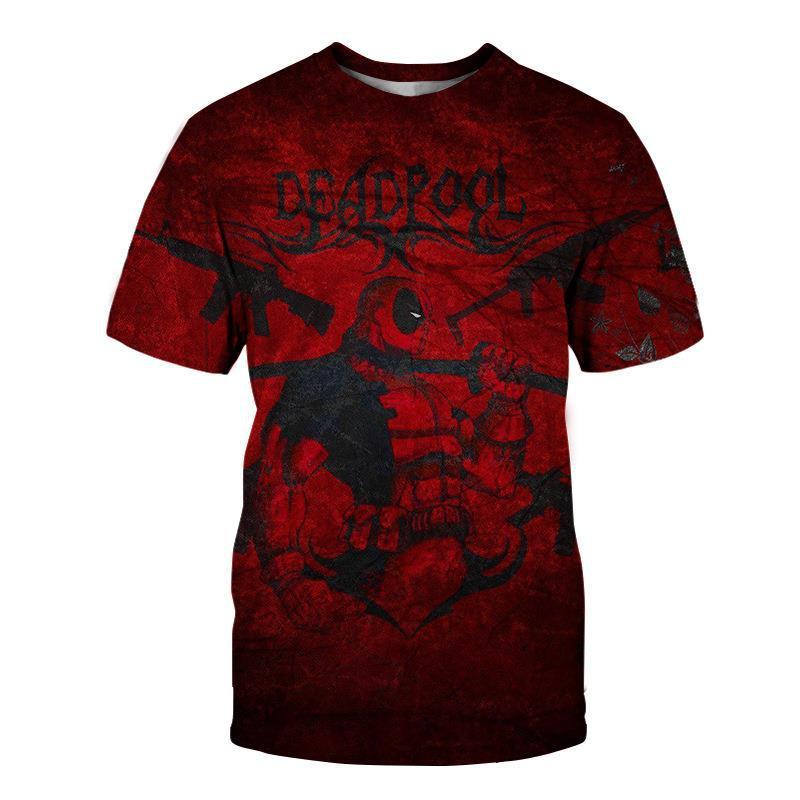 2024 Nova Miniso Universo Meninos e Meninas Deadpool Anime Impressão 3D Streetwear Personalidade Camiseta Infantil/Adulto Casual Moda Top