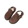 Cowhide Version of Boken Shoes Women's Bag Head 2025 Autumn and Winter New Retro One-word Buckle Warm Lazy Slippers Trendy Outside