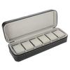 Anti-scratch PU Leather Watch Bag Black 6 Slots Watch Storage Zipper Type Dustproof Watch Case Watch Protection
