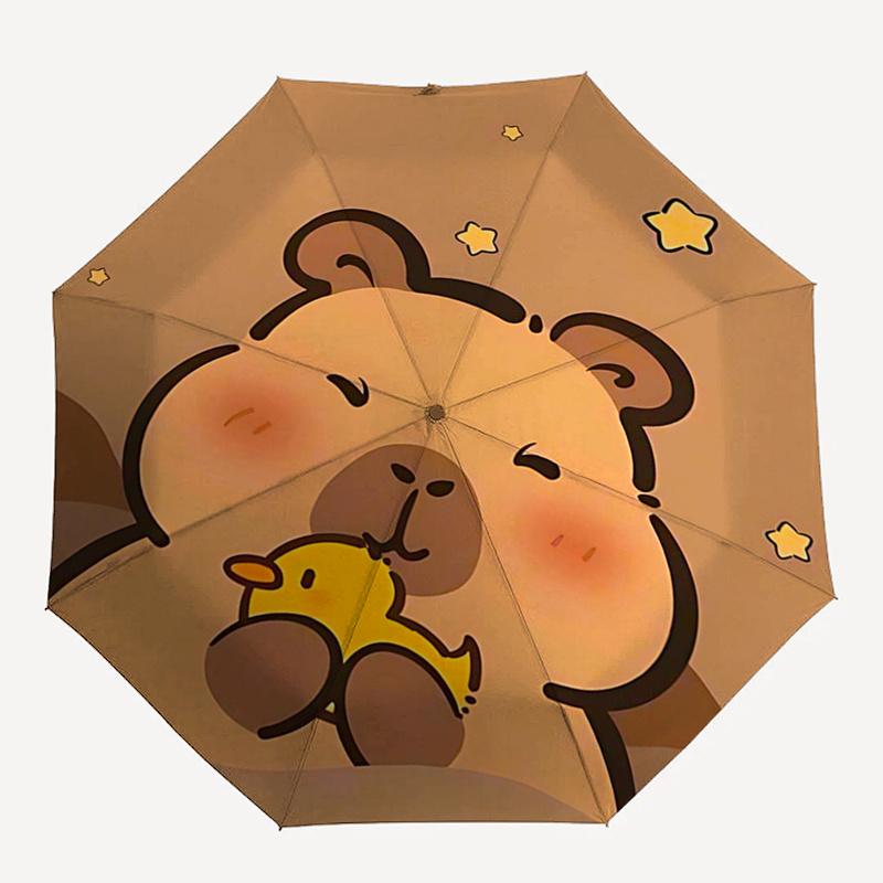 Reiseregenschirm mit Capybara-Motiv - 8 Rippen, Automatisches Öffnen und Schließen, Tragbares faltbares Design, Kompakter und stilvoller Schirm für unterwegs
