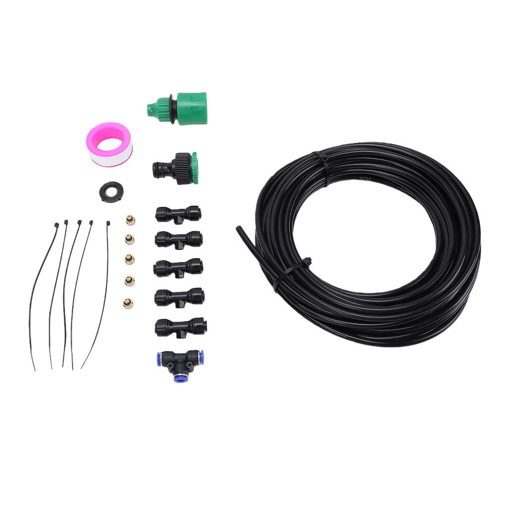 Outdoor Fan Misting Kit Leakproof Misting Cooling System Quick Connect with 5 Nozzles for Patio Backyard Garden
