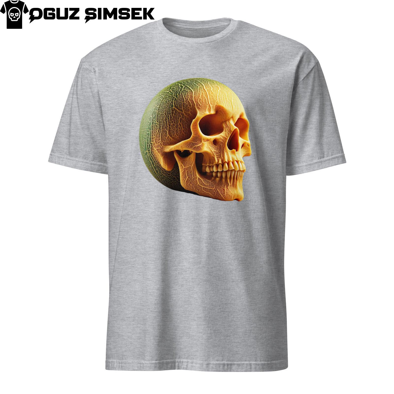 Unique Short-Sleeve Unisex T-Shirt Mens Womens Tees Top: Honeydew Melon Human-Skull Art | Graphic Tee S