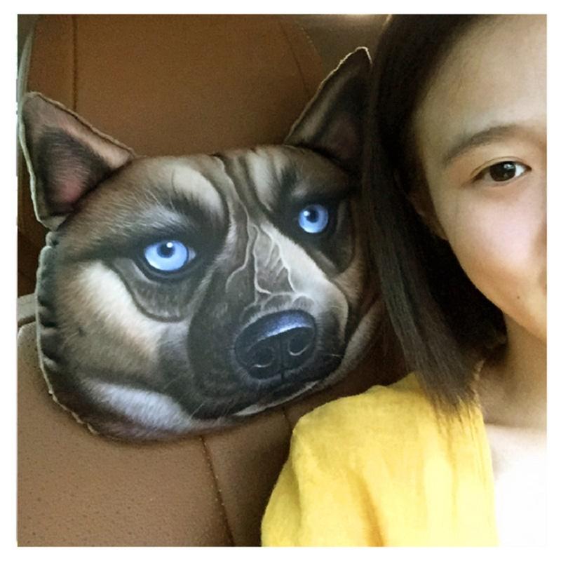 Creative Lovely Car Pillow Case Cat Rabbit Panda Printed Animals Face Car Headrest Car Seat Rest Cushion