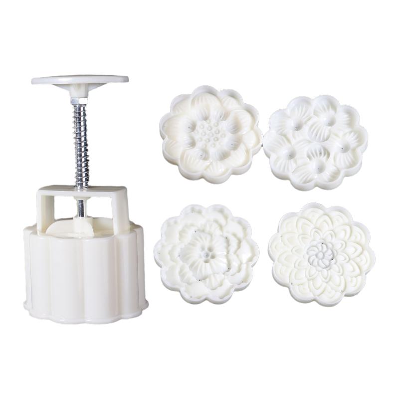 Cute FlowerS Shape DIY Pastry Moulds Mooncake Mold Mooncake Mould Hand Pressure Tool Plastic Material Baking Accessories