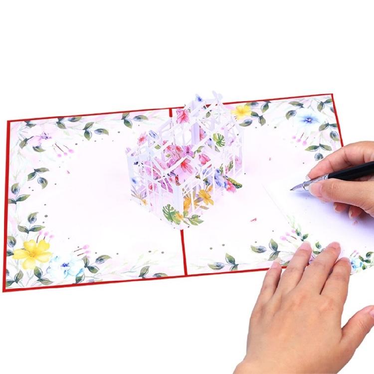 Stylish 3D Popup Paper Card Bright 3D Flower House Popup Card Elegant Moving Gift for Friend and Family