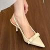 Elegant temperament bow high heels 2025 autumn new thin heel bag head strap pointed fashion sandals women