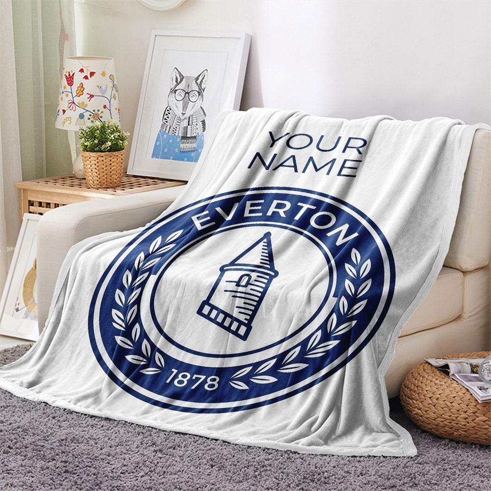 Custom Name,Everton FC Printed Flannel Blanket, soft throw for bedroom sofa, washable, Christmas present, great gift.