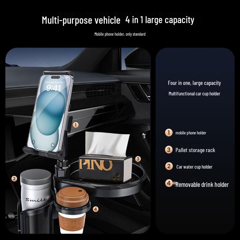 Universal Car Cup Holder & Tray: Mobile Holder, Food & Beverage Stand, Storage Rack
