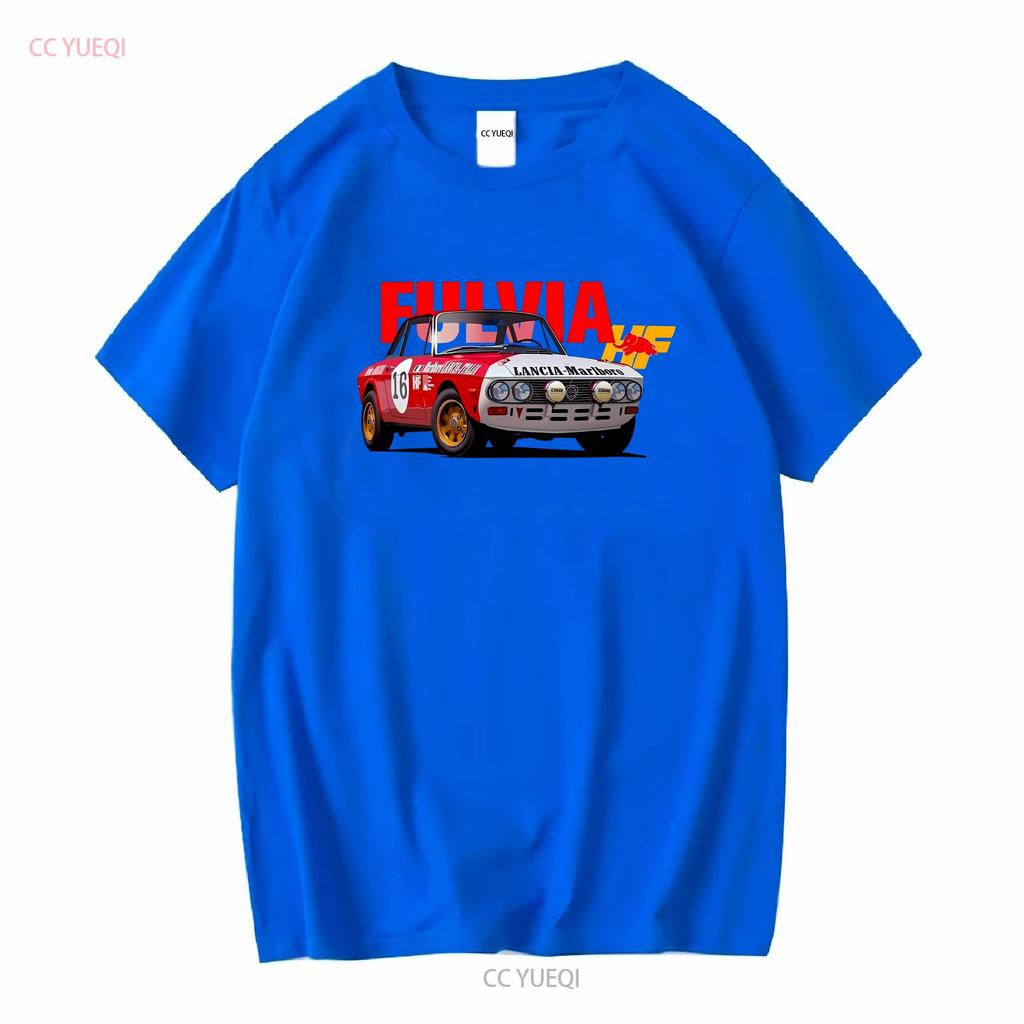 T Shirt Lancia Fulvia Hf Long or Short Sleeves Vintage Washed Homme Comfortable Streetwear Stretched Top For Everyday Wear