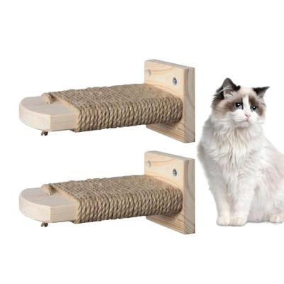 Cat Climbing Steps Senior Cat Wall Shelves 2 Pieces Space Saving Pet Paw Grinding Ladders Wooden for Indoor Kittens