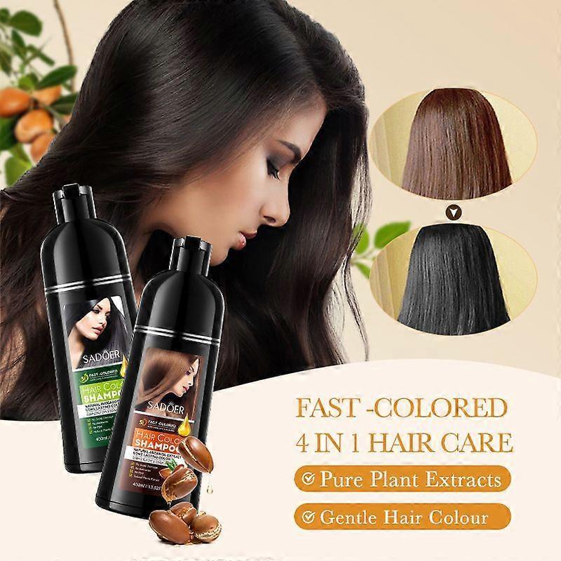 Hair Dye Shampoo, 3 in 1 Instant Hair Dye, Easy to Use At Home, Semi-Permanent Hair Color Shampoo for Men Women, Natural Plant Hair Dye 400ml