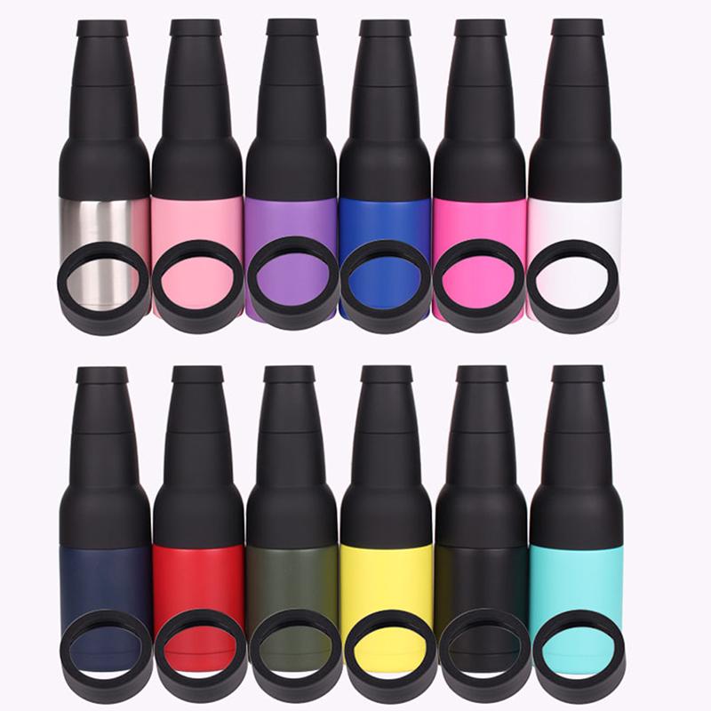 New 2 In 1 Beer Can Holder Vacuum Insulated Double Walled 304 Stainless Steel Beer Bottle Holder with Opener Beer Cooler 12oz