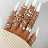 Retro Silver Color Geometric Knuckle Rings Set For Women Eye Cross Sun And Moon Leaf Charm Finger Ring Female Boho Party Jewelry