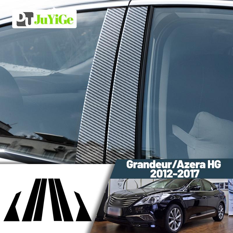 Glossy Black Carbon Fiber Window Door Deal B C Pillar Post Cover Sticker For Hyundai Grandeur Azera HG 2012-2017 2013 2014