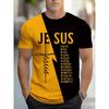 Men's Crew Neck Christian Style T-Shirt with Text Design Casual Sports Top Comfortable and Simple Short Sleeve for All Seasons