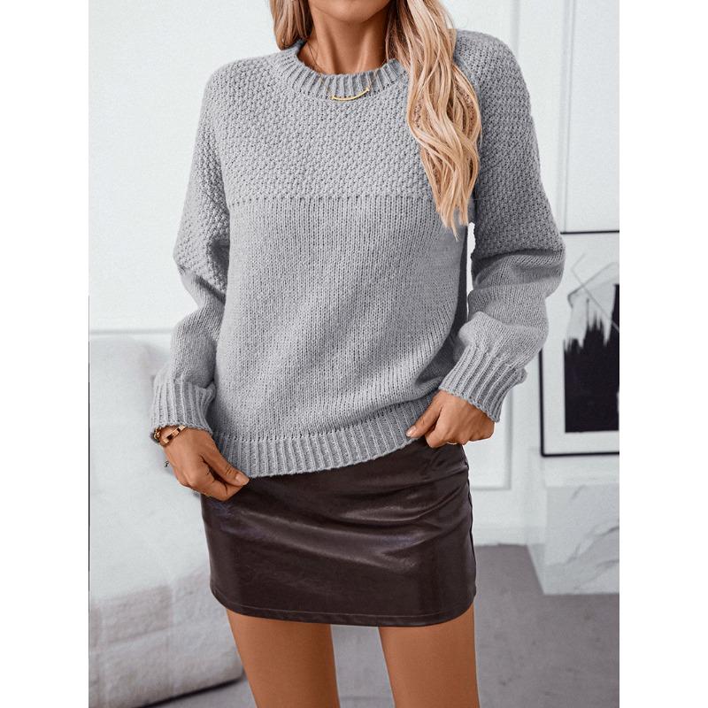 Женский трикотаж Осень/зима Круглый вырез Пуловер Вязаный свитер XL хаки — фото 11