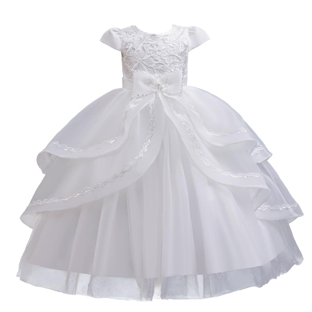 Girls Princess Dresses Irregular Long Mesh Dress Dresses Middle Large Children Piano Performance Clothes Christmas Costumes  Girl's Favourite Dress