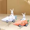 Resin Easter Bunny Car Figurine Collectible Handmade Tabletop Decoration