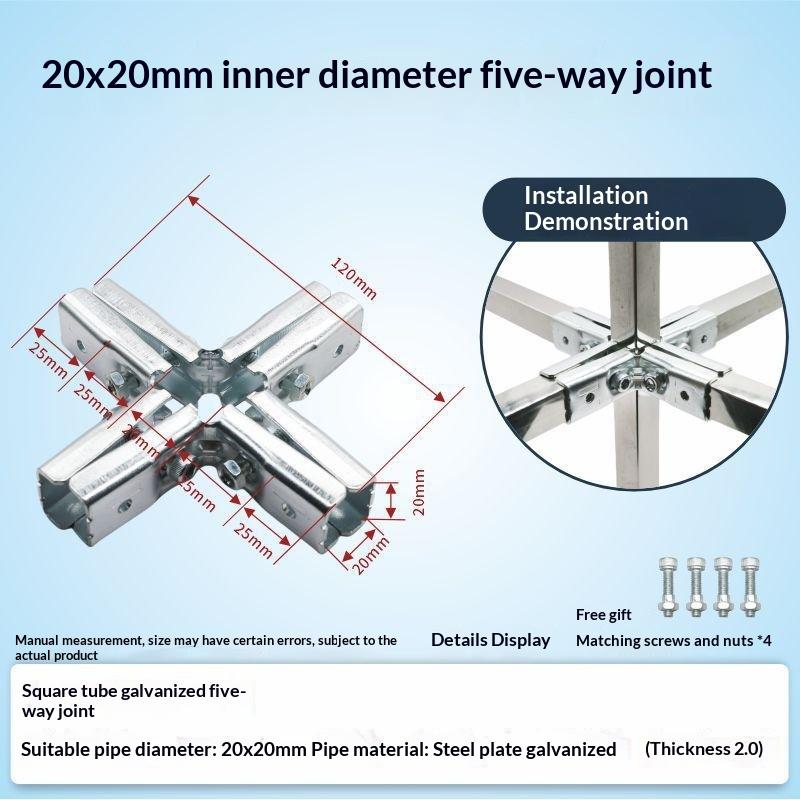 1Pcs Elbow Pipe Fixed Buckle 20X20/25X25Mm Square Pipe Fitting Joint Pipe Connector Buckle Non Welding And Non Punching Bracket