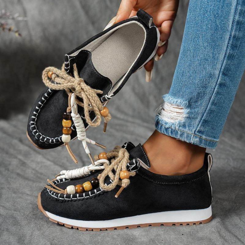 Women Flat Sneakers Lace-up Comfortable Shoes Women 2025 New Retro Style Leisure Shoes Spring Autumn Round Toe Sneakers Women