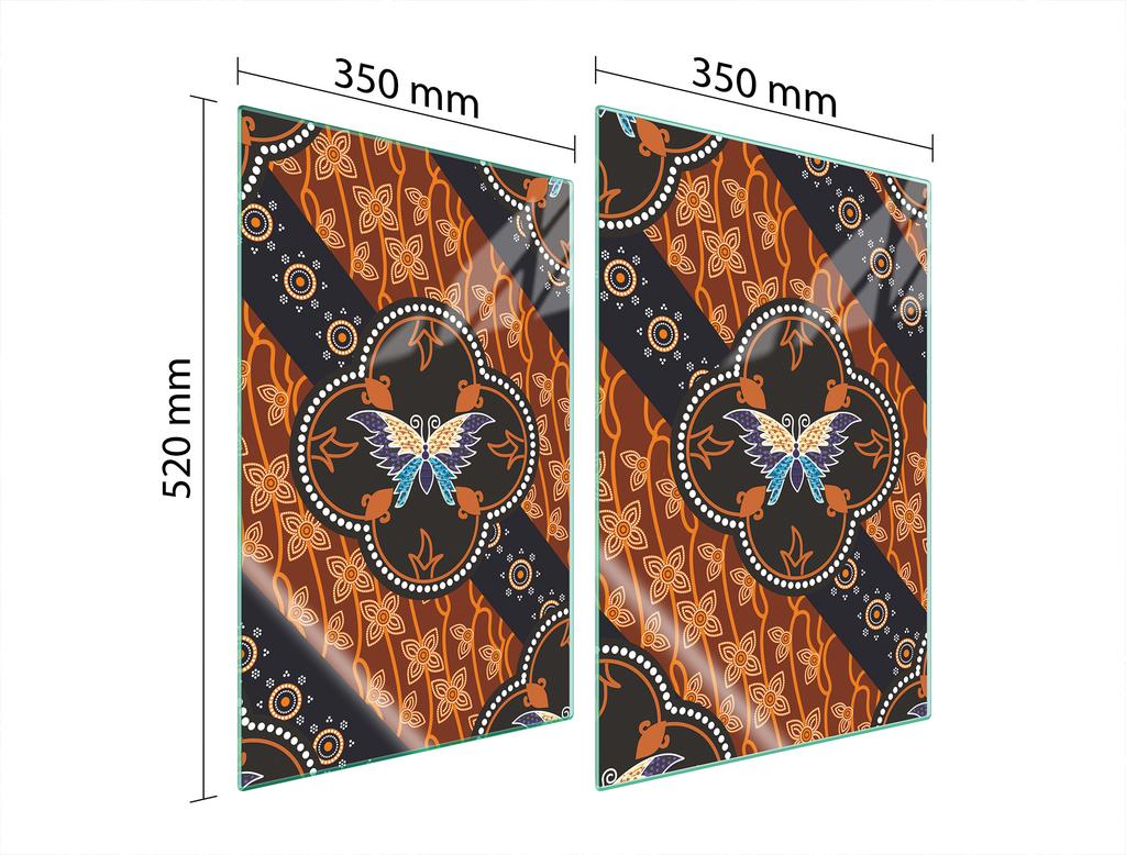PIANO PARASPRUZZI IN VETRO PER CUCINA 2x35x52 FARFALLA