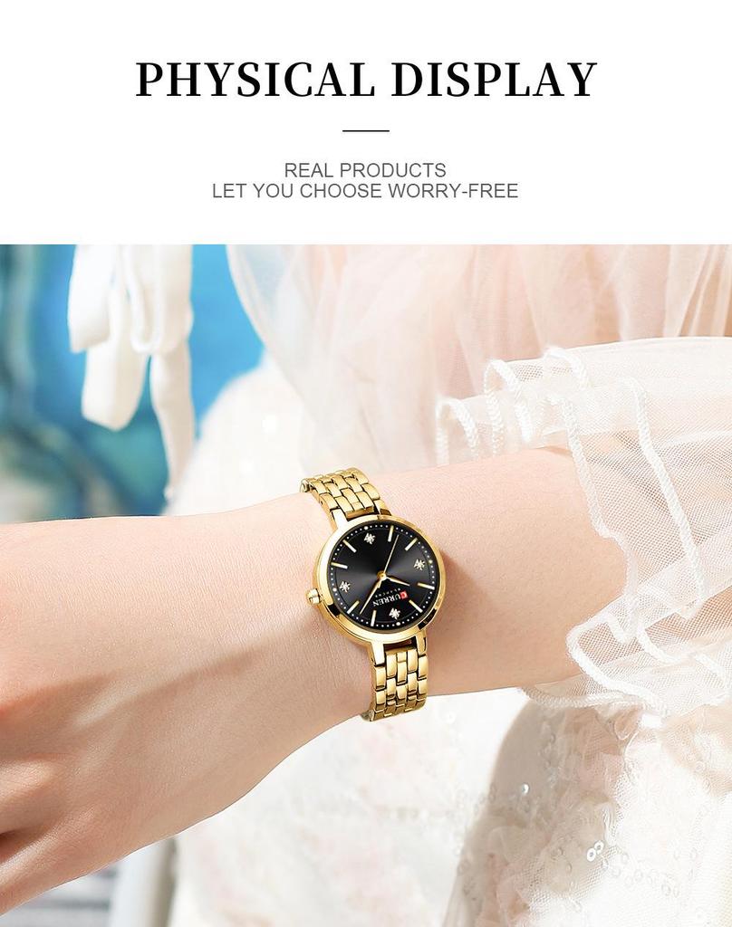 CURREN 9106 Women's Waterproof Quartz Watch with Steel Band