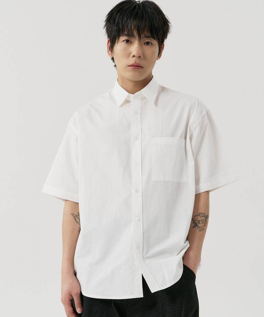 GNOK Cotton Oversized Short Sleeve Shirt [White]