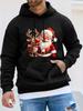 Christmas Themed Unisex Autumn/Winter Long-Sleeve Hooded Sweatshirt, Santa Claus and Reindeer Creative Print Casual Versatile Top, Daily Commute and L