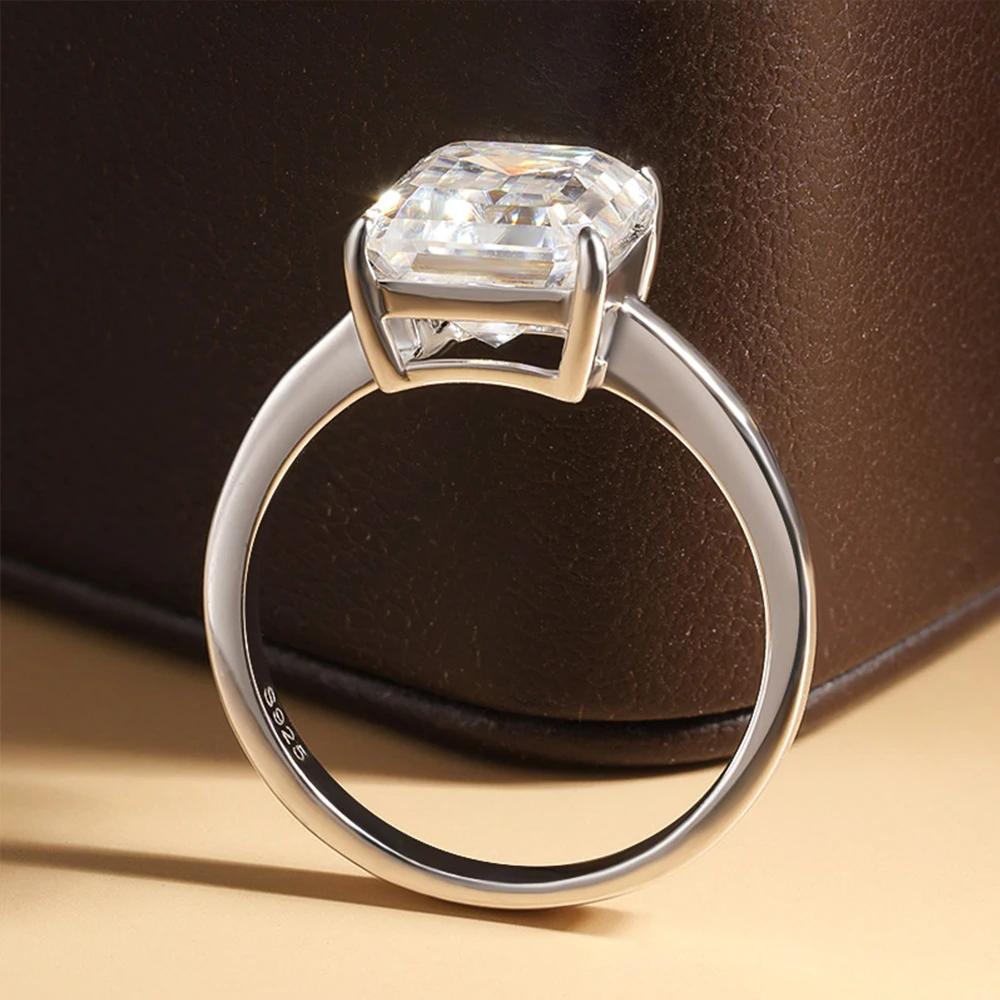 4CT Emerald Cut Solitaire Moissanite Ring GRA Certified 8x10mm Lab Diamond Engagement Wedding Bands for Women CopperJewelry