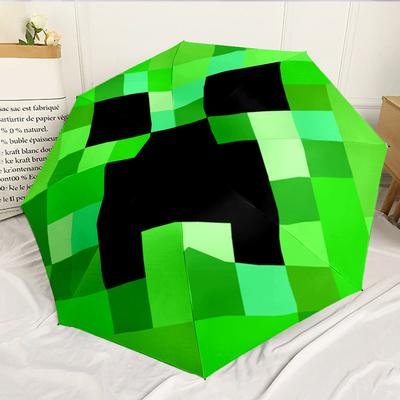 Pixelated Minecraft Character 8-Frame for Travel, Camping, Casual Lightweight Portable Umbrella, Essential for Every Family Holidays Birthday Gift