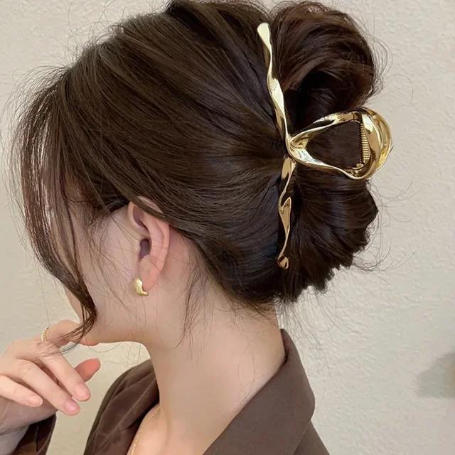 New Women Elegant Gold Silver Hollow Geometric Metal Hair Claw Vintage Hair Clip Headband Hairpin Fashion Girls Hair Accessories