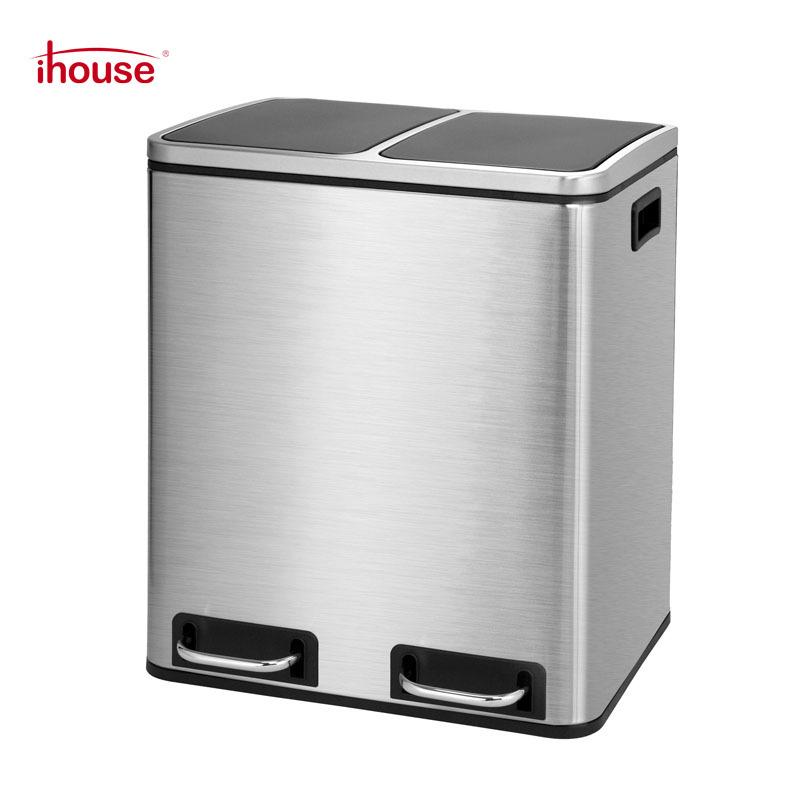 iHouse Stainless Steel 30L Foot Pedal Trash Can with Silent Slow-Close Lid for Kitchen Sorting