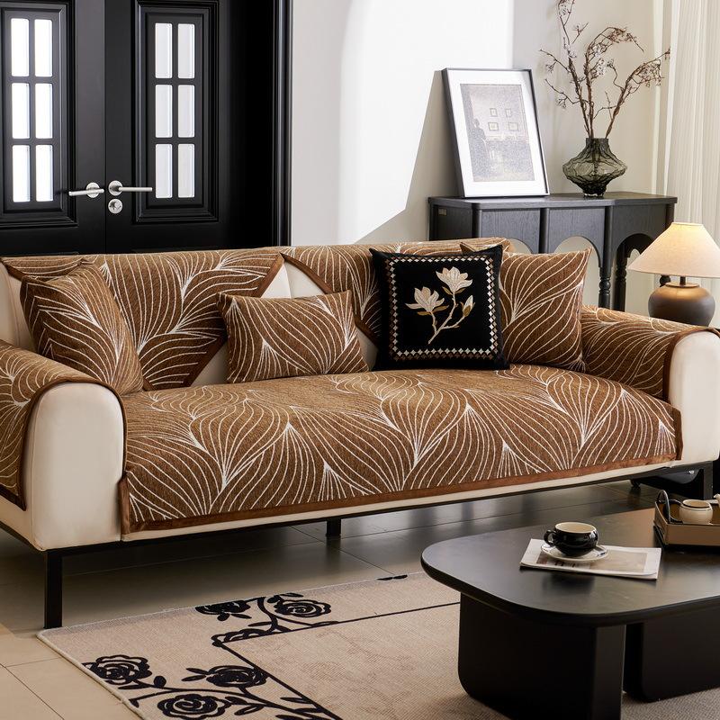 Light Luxury High-End Sofa Cushion Chenier Four-Season Universal  New Non-Slip Leather Seat Cushion Sofa Cover Cover