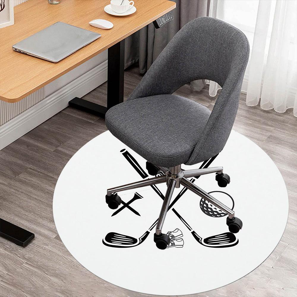 1pc golf club golf ball Round Chair mat Area Rug - Non-Slip, Floor Mat for Office, Bedroom, and Indoor Decor c1118149