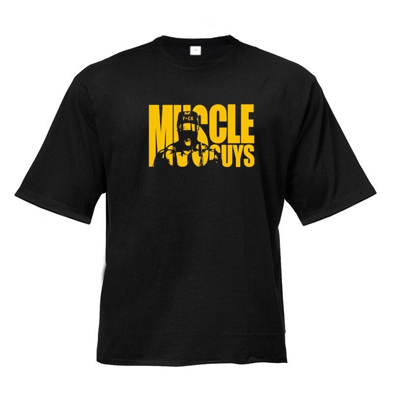 Muscleguys Męskie ubrania na siłownię Luźna czerwona koszulka z krótkim rękawem Letnia do ćwiczeń Kulturystyka Połowa rękawa Trend Moda Streetwear