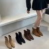 2025 Korean Version Autumn and Winter New Fashion Square Head Women's Short Boots Side Zipper Chelsea Boots Inner Height Increase Women's Shoes Tide
