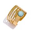 Yhpup Stainless Steel Fashion Summer Open Adjustbale Ring for Women Cheap Trendy Charm Stone Ring Jewelry Accessories