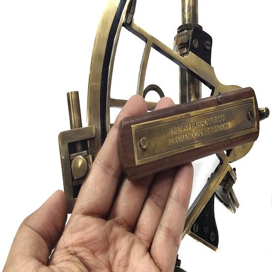 Sestante nautico antico in ottone marittimo da 20,32 cm' in ottone vintage con scatola in legno massello