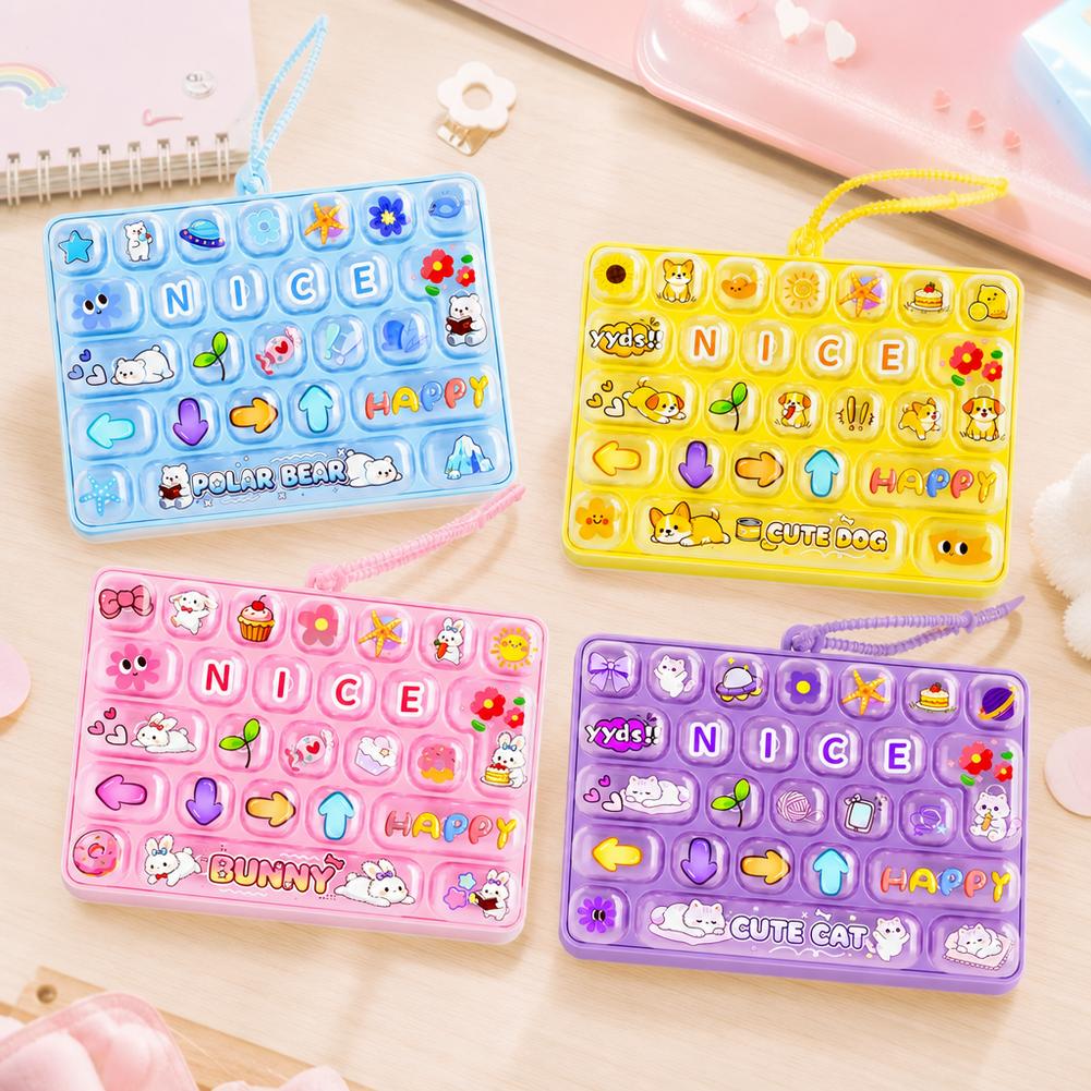 Keyboard Fidget Toy 26 Key Mechanical Pressing Toy Cute Animal Diary Pendant Bag Keychain Anti Stress Relief Toys Adults