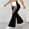 Women's Casual High Waist Flare Pants, Geometric Pattern Print Streetwear Bell Bottom Trousers