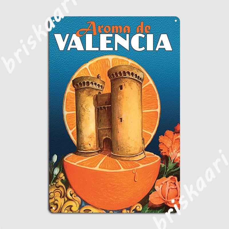

Aroma De Valencia Valencia Orange And Torres De Quart Vintage Poster Metal Plaque Club Party Plaques Tin Sign Poster 20x30cm