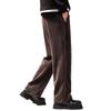 High-end Japanese retro soft waxy chenille pants men's autumn and winter new loose elastic waist wide-leg straight casual pants