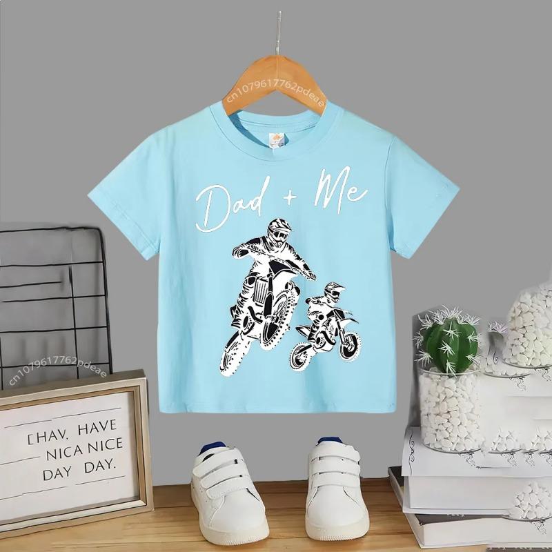 Kids outdoor motorcycle pattern summer short sleeved baby and toddler cotton T-shirt Boys girls comfortable casual top Cotton T-