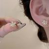 1pair Fashionable Floral Design Square Cubic Zirconia Stud Earrings for Women