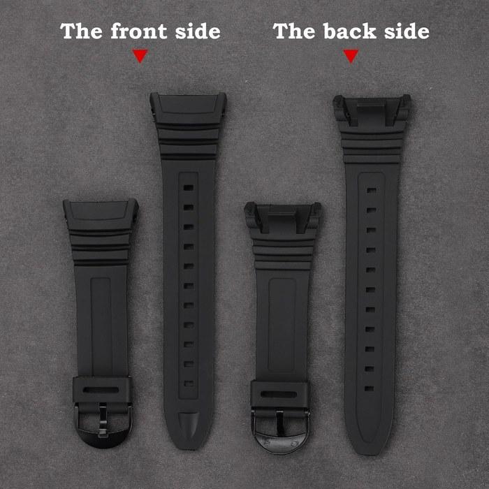 Casio W-96 Silicone Band Replacement Strap (Black/Black Buckle)