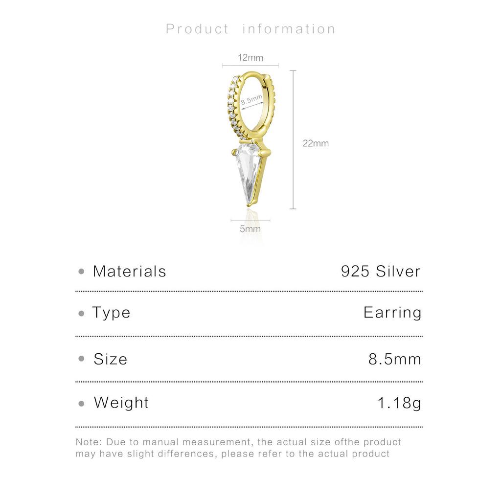 ANDYWEN Cercei lungi triunghiulari cu țepi din argint sterling 925 pentru femei, cercuri, piercing, pendientes, clipsuri, bijuterii